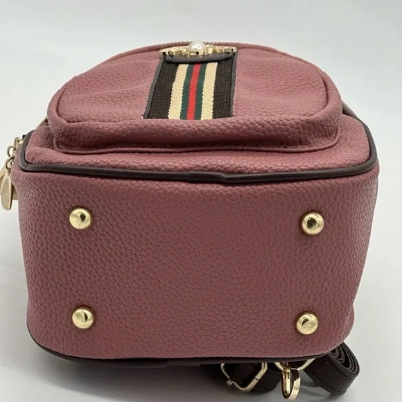 Burgundy Leather Backpack with Bee Accent NWT​ - Picture 7 of 11